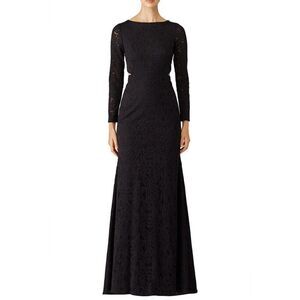 ML Monique Lhuillier Black Floral Shadow Gown ❤️‍🩹